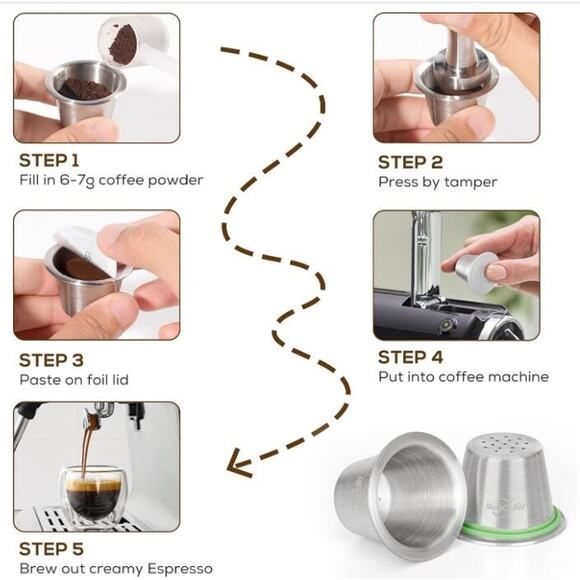 RECAPS Refillable Coffee Capsules Espresso READ WHICH MODELS No Foil Lids - Picture 6 of 7